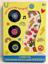 U Style Hair Chalk Tattoo Set-25 Temporary Tattoos 3 Hair Chalks - Ages 8