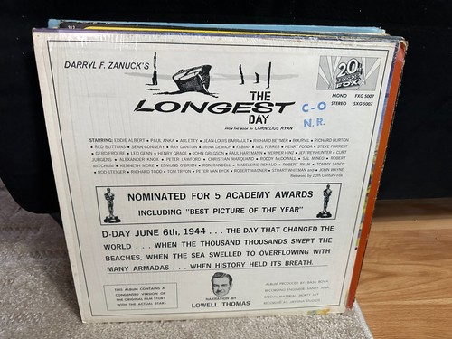 The Longest Day Original Soundtrack vinyl LP 20th Fox 1962 NM w/SHRINK Paul Anka - Picture 2 of 2