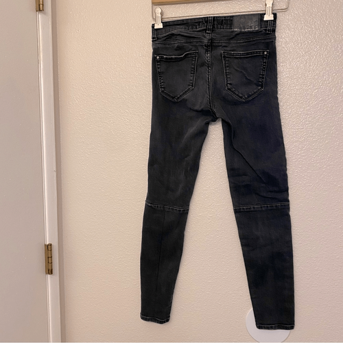 Zara black hi rise stretch denim jegging skinny jeans studded moto girl 34 12/14 - Picture 4 of 11