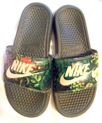 nike slippers floral