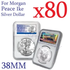 80 X  Coin Slab Display Holder Storage 38mm for MORGAN,PEACE,IKE SILVER DOLLAR