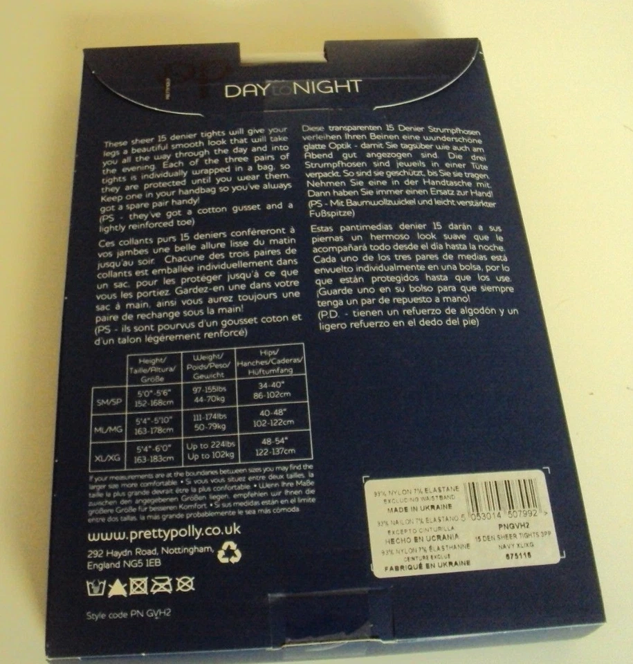 3 pares de mallas Pretty Polly día a noche 15 denier azul marino talla M/L XL PNGVH2 Foto 2 de 2