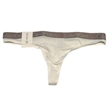 NWT CALVIN KLEIN Thong Sz M-L-XL White Taupe Silky