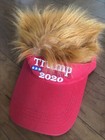 2020 President Donald TRUMP Red Trump Visor Hat w/Gold Hair Golf Cap Wig MAGA — photo 1