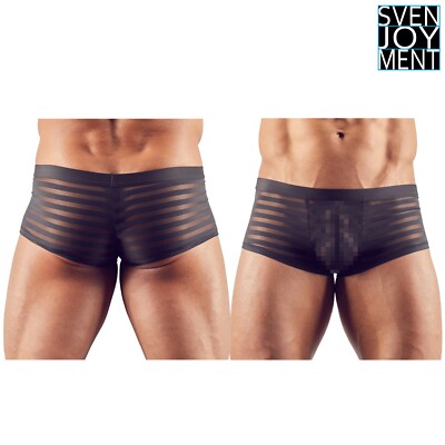 Sexy Boxershorts schwarz gestreift Unterwäsche Herren halbtransparent Men Pants Svenjoyment bis 2XL