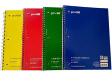 Back To School 4 Notebooks Wide Ruled 1 Subject 70 Shts Red Yellow Blue Green