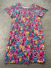 Colorful House Dress Size XL Muu Muu Pink Purple Stretch Nightgown Vintage