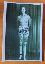 Bernard Kobel Traditional Tattoo Photo B&W Vintage Tattooed Woman Legs Thighs