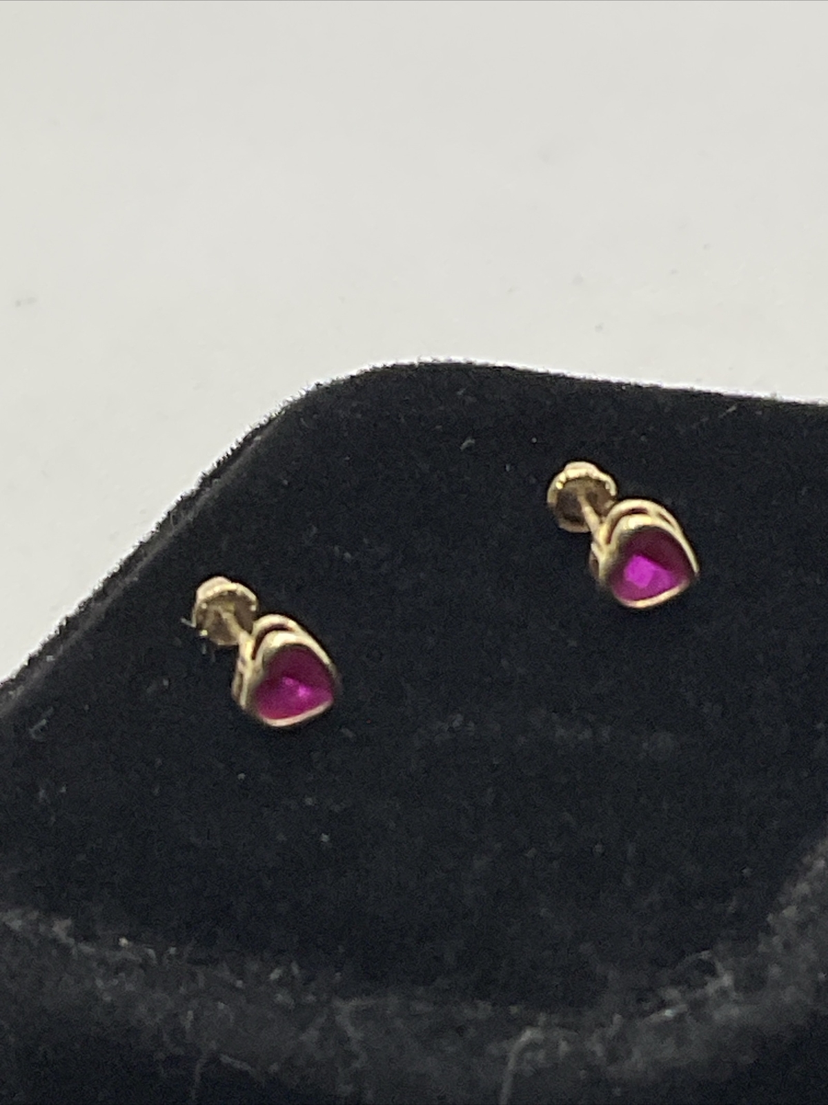 CUTE Solid 14K Yellow Gold Created Ruby HEART Sha… - image 14