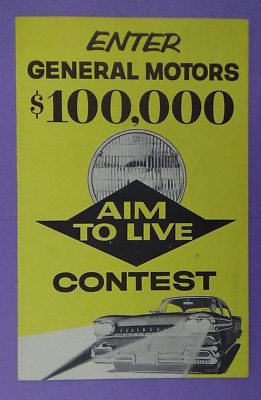 Enter General Motors $100,000 Aim To Live Contest 6-Page Pamphlet #727