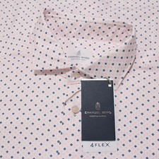 Emanuel Berg NWT Casual Button Down Shirt Size 42 16.5 L in Pink/White/Blue