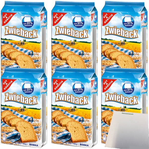 Gut&Günstig Zwieback Knusprig Und Goldgelb Gebacken 6Er Pack 6X450G Packung Usy-image