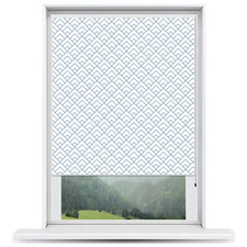 ArtToFrames Custom Window Shade - Blackout Peaks Modern White Navy Design Revers