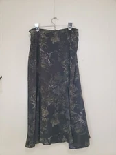 Jones Wear Womens 12 Midi Skirt Dark Academia Olive Floral Darts Panels Full 