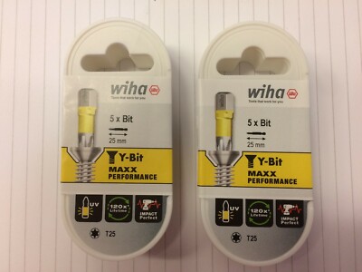 2x Wiha Schlagschrauber Y Bit Satz Torx (T25) 25mm 1/4'' 5er Set 41594 (X2)