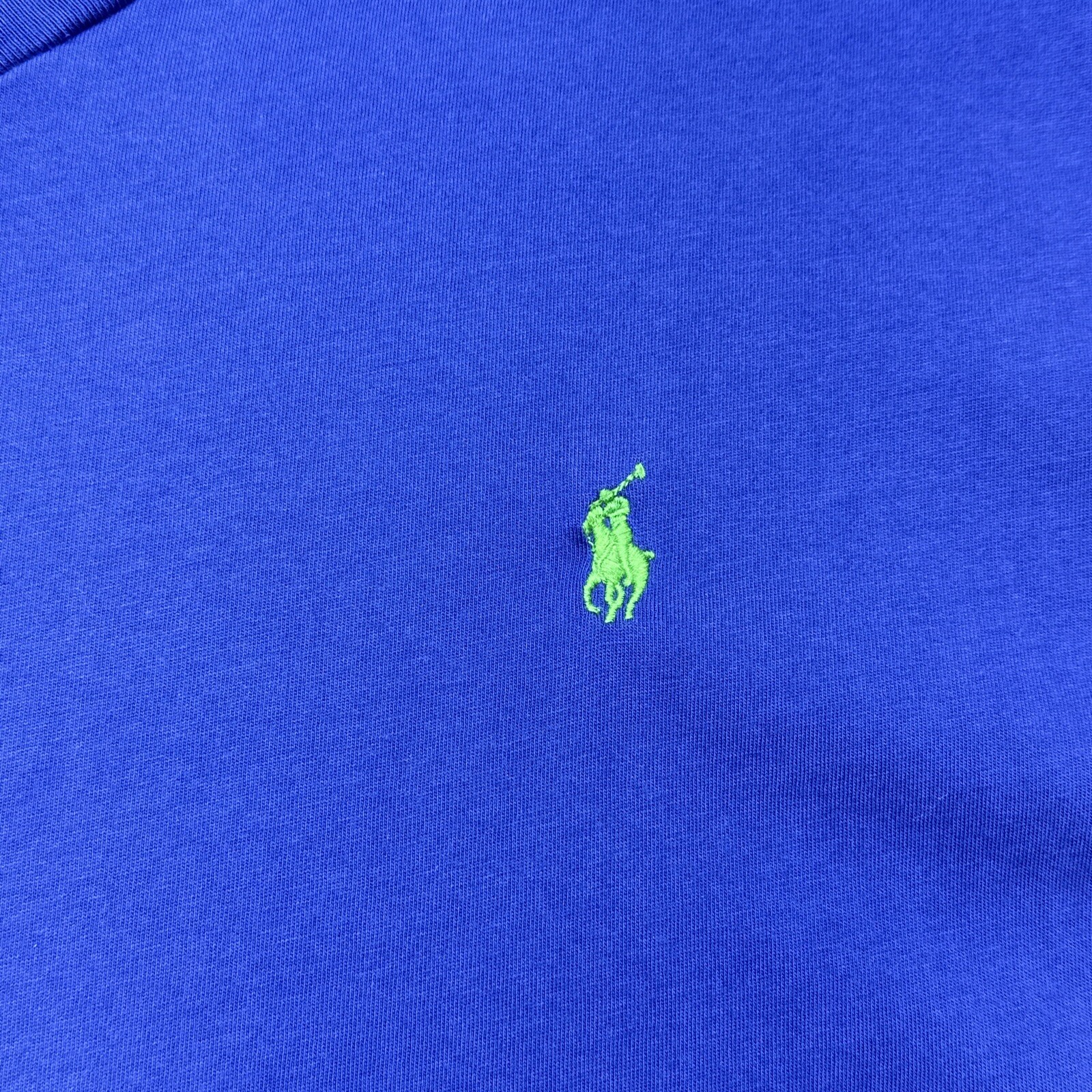 Polo Ralph Lauren camicia uomo XL blu scollo a V verde pony casual preppy maglietta estiva