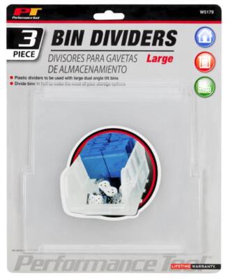 Performance Tool Clear Plastic Bin Dividers Large 3pc. W5179