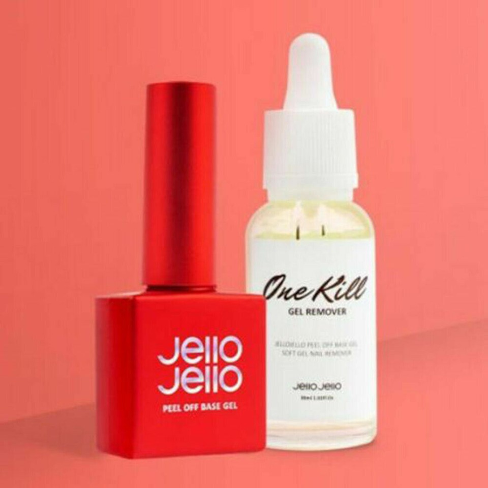 Set Jello Jello Peel Off Base Et One Key Remover - Base Semi-permamente Et Dissolvant - Flacon Vert JJ16