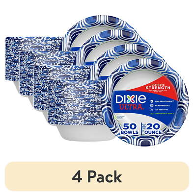 (4 pack)  Ultra Disposable Paper Bowls, 20 oz, Multi-Color, 50 Count