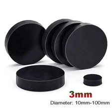 Black Solid Rubber Disc Discs Buffer - 3mm Thick - Round Rubber Pads Φ10mm-100mm
