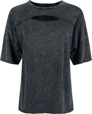 Black Premium by EMP Damen schwarzes T-Shirt mit Cut-Out Dekolleté und