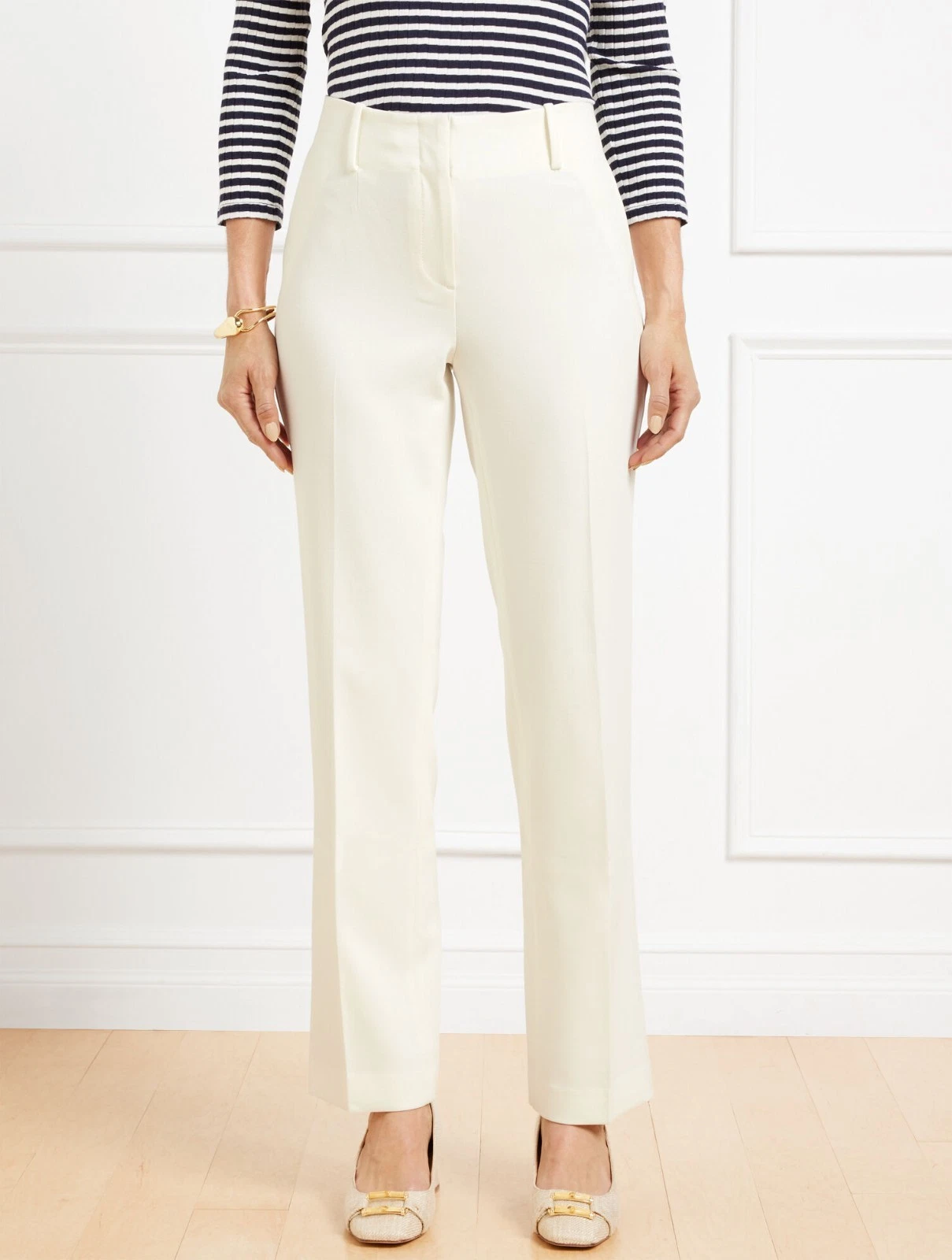 Talbots Southampton Tailored Stretch Straight Leg Pants, NWT $129, color IVORY