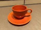 Vintage Fiesta Orange Rad Red Coffee Tea Cup Saucer Set O-Ring Fiestaware MCM