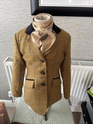 Equetech neu und ungetragen Unisex Kinder Tweed Show Jacke 26'' grün-blau Chk