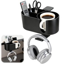4 in 1 Desk Cup Holder Clamp on Under Desk Headphone Detachable Pen Cup Holde...