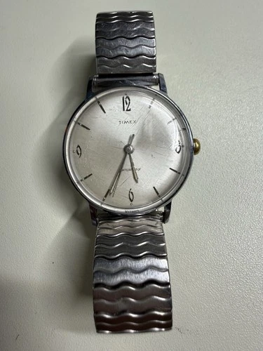 Timex Men's Vintage 3 6 9 12 Silver Dial Waterproof Watch