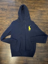 Polo Ralph Lauren Men's Hoodie Sweatshirt Navy Blue 3 Patch Big Pony Sz:M