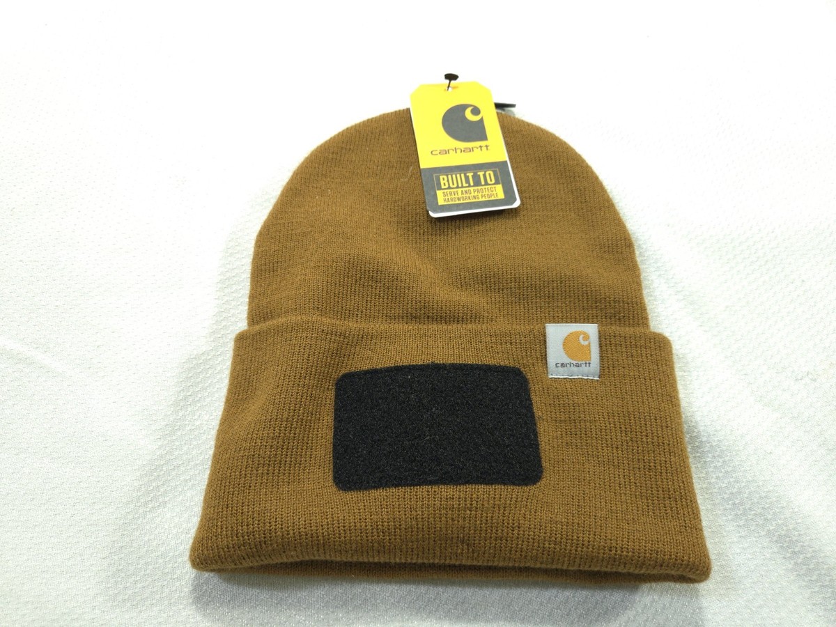 Carhartt Beanie Adult One Size Knit Cuffed Winter Hat Brown Patch