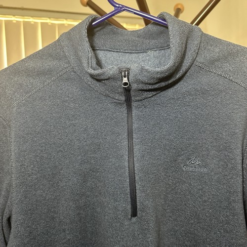 Quechua Pullover Pile 1/4 Zip Uomo Blu Manica Lunga Escursionismo Outdoor Taglia M - Foto 3 di 6