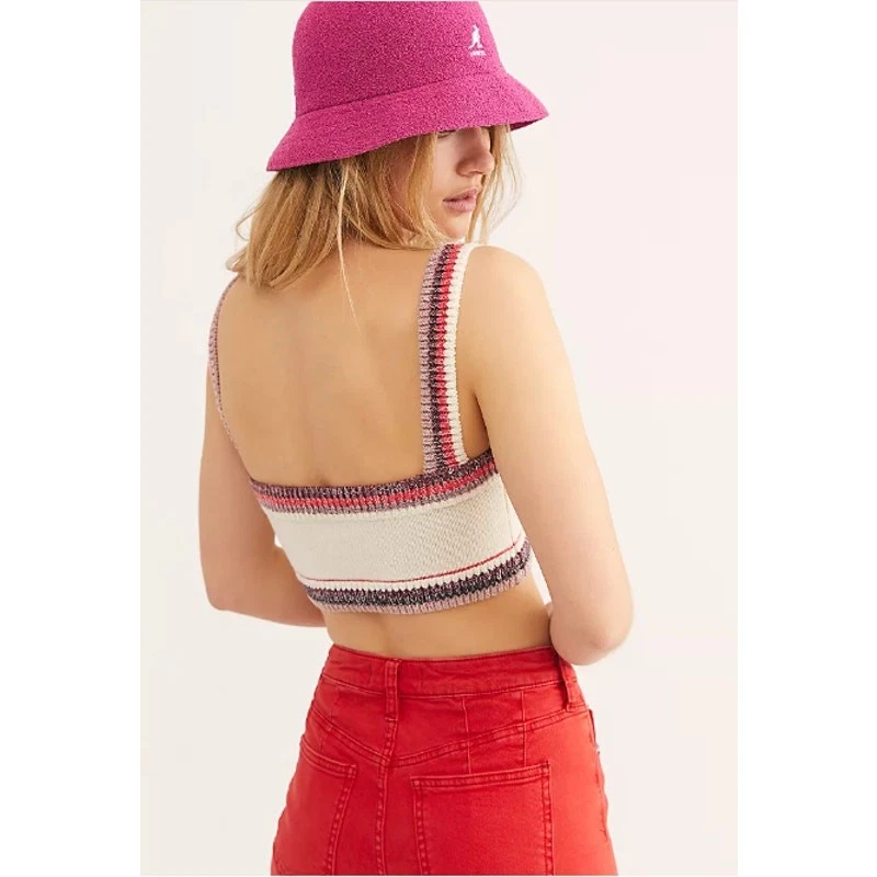 Top corto tejido Free People talla XS blanco boho playero al sol Brami Y2K Resort Foto 3 de 4