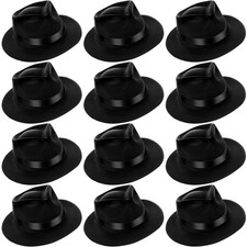 Sureio 12 Pieces Gangster Hat, Plastic Gentlemen Hats, Gangster Costume Hats ...