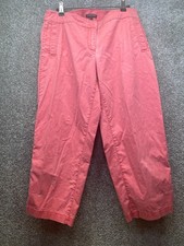 Eileen Fisher Women  s PM Pink Coral Cotton Blend Cropped Chino Pants Roll-Tab