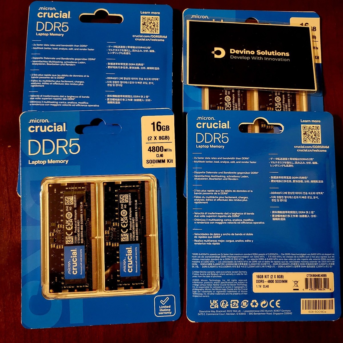 NEW Crucial 16GB Kit (2x8GB) DDR5 4800 MHz Laptop RAM Memory
