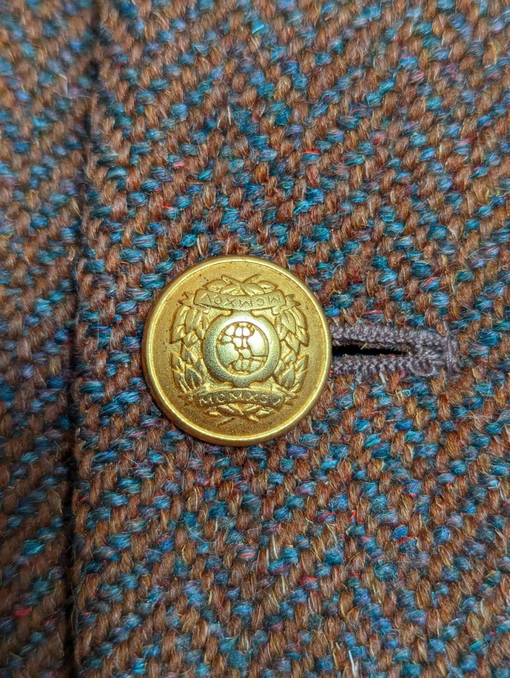 Vintage Cambrian Welsh Woollens Tweed Jacket 44R Brown/Blue Herringbone Pristine - Image 4 of 4