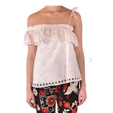 NEW! Red Valentino Ruffled Broderie Anglaise Cotton Top White US Sz 2-4 $770