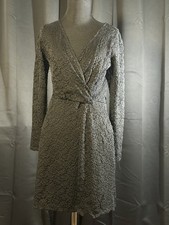 Y2K Abercrombie & Fitch Black Lace Dress Faux Wrap Sheer Sleeve Mini S