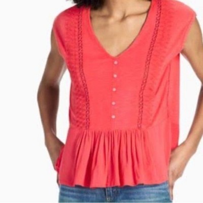 LUCKY BRAND. Live in Love, Pink Viscose Light Top. Size XS.