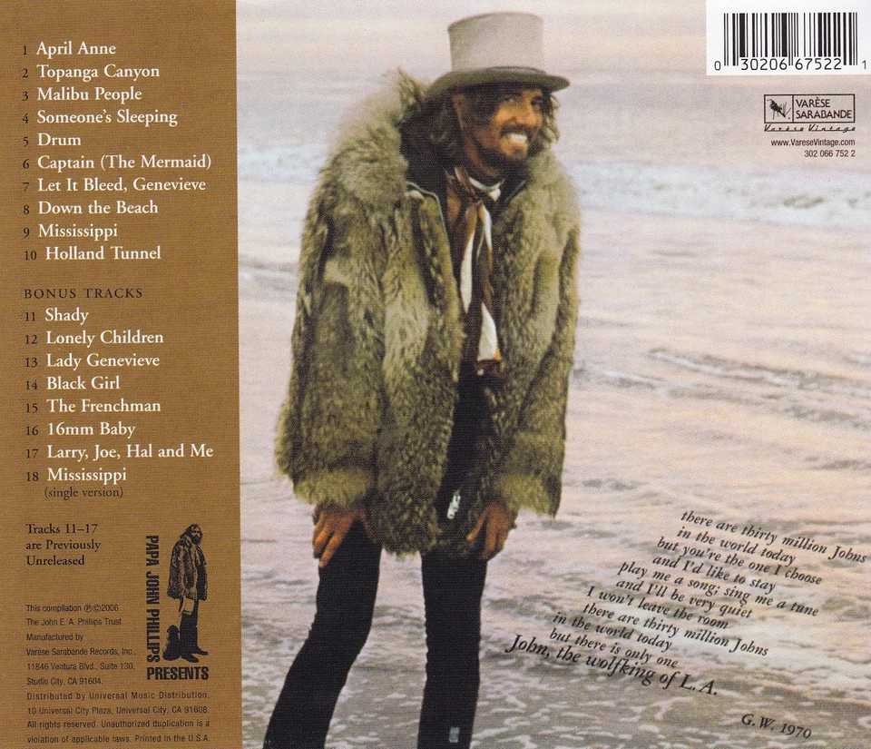JOHN PHILLIPS - CD - John Phillips (John The Wolfking Of L.A.) - Bild 2 von 2