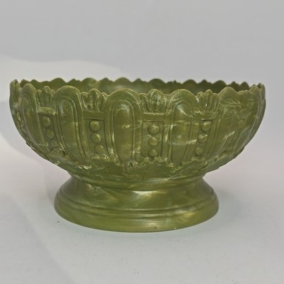Vintage Inarco Japan Green Textured Acrylic Pedestal Round Planter Pot MCM