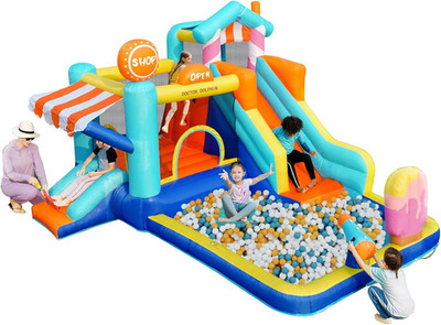 Inflatable Bounce House with Slide and Blower for Kids, Double Slide Jumping Inf