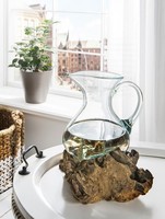 Deko-Wurzel Mit Glaskrug Recyceltes Teakholz Natur Neu Ovp!!!