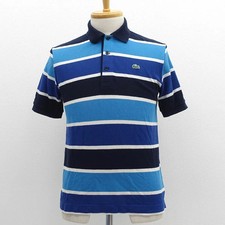 Lacoste Polo Shirt Men  s Border Navy Blue Size 3 Brand