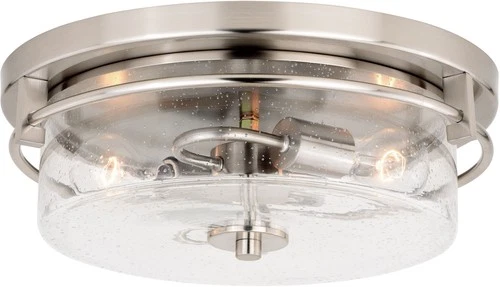 Vaxcel Lighting C0169 Addison 2 Light 15"W Flush Mount Drum - Nickel - Picture 1 of 12