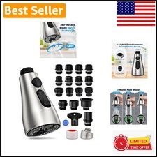 Durable Kitchen Faucet Head Replacement - 3 Modes, 1.8 GPM, 17 Adapters Included