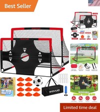 Kids Soccer Goals for Backyard Set of 2, 6x4 ft Portable Toddler Soccer Goal ...