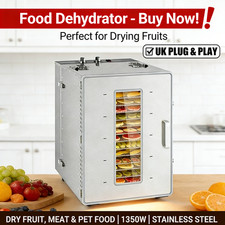 1350W 16 Trays Stainless Steel Food Dehydrator Commercial Home UK 220V Timer